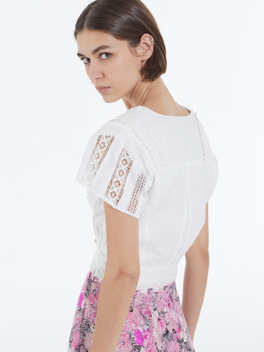 The Kooples English Embroidery Lace White Fitted Shirt - NWT! - Picture 2 of 11